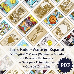 Tarot Rider-Waite Kit en Español / 2 Mazos + Guía para Principiantes + 10 Tiradas – PDF Digital Imprimible