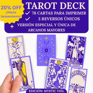 Tarot Rider Waite Digital 78 Cartas + 22 Arcanos Especiales | Mazo Imprimible + Reversos | cartas individuales + Archivos A4 PNG | COMPLETO