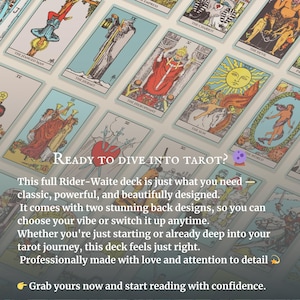 Baraja de Tarot Rider-Waite imprimible: bordes verde místico + 2 dorsos reversibles (Sol y Luna / Ojo Cósmico) – Descarga digital instantánea