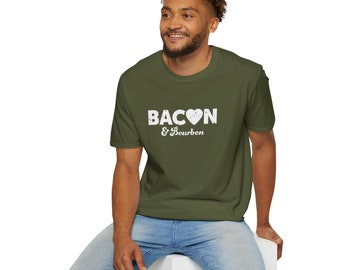 Bacon & Bourbon T-Shirt | Unisex Softstyle T-Shirt | Unique Gift for foodies