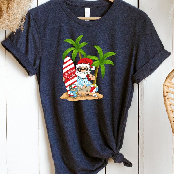 Christmas In July Shirt, Summer Beach Shirt, Holiday Vacation Shirt, Summer Vibes Shirt, Beach Vacation Shirt, Mid Year Shirt, Santa Beach