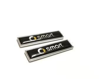 2 Metal Smart Side Badge Sticker Wing and Trunk 75x15mm