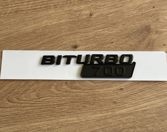 Emblema con logo Biturbo 700 negro, 14,5 cm x 2,2 cm