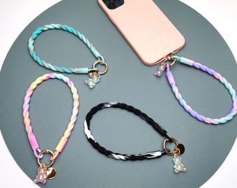 Correas de silicona trenzada para teléfono con letras personalizadas: coloridas y duraderas.