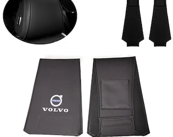 2 fundas de cuero negro para los reposacabezas interiores