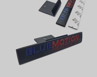 Emblema de metal negro con montaje adhesivo - Bluemotion Technology - 102 x 15 mm