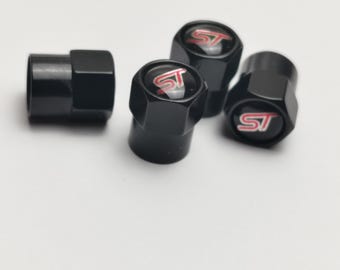 4 tapas de válvula ST - Metal - Negro - 19 x 10 mm