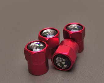 4 tapones de válvula Affalterbach AMG - Metal - Rojo - 19 x 10 mm