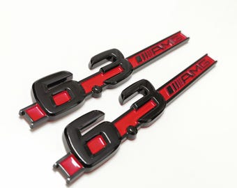 Kit 2 Adhesivos Guardabarros Laterales 6.3 AMG Negro y Rojo 170x30mm