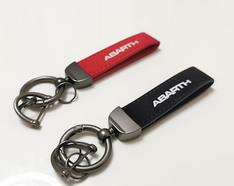 Abarth Suede and Metal Keyring - Red and Black - 85 x 20 mm