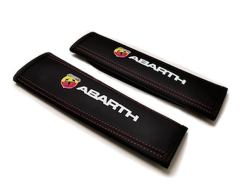 2 Abarth Black Leather Belt Covers 240x65mm