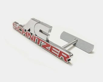 Emblema de parrilla delantera rojo y plateado para AC Schnitzer - 13,7x3,7cm