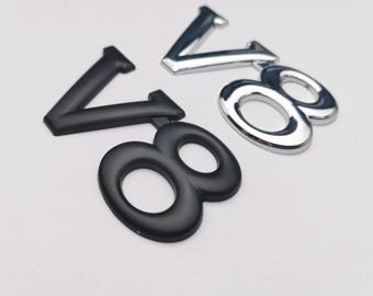 V8 Wing-Grille-Trunk Emblem Logo – Matte Black or Chrome