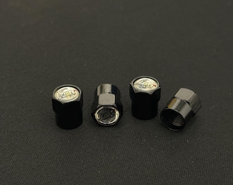 4 tapones de válvula ABT - Metálicos - Negros - 19 x 10 mm