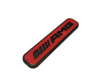 AMG Emblem Rear Trunk Wings - Red Black 90x20mm
