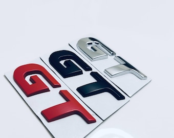 GT Lettering Sticker Badge 65MM X 21MM Chrome/Black/Red