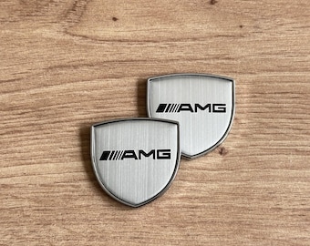 AMG Chrome Metal Side Fender Badge 39x39mm