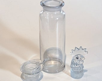 Antique 1920s Art Deco Heisey Carl Cobel glass 3 piece cocktail shaker with ground glass strainer and rooster stopper