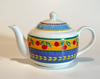 Vintage Vista Alegre Portugal Porcelain Cherry Fruit pattern teapot