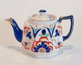 RARE Antique 1920s English Burslem HJ Wood Gaudy Welsh teapot