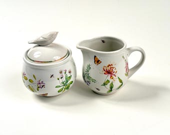 Vintage Marjolein Bastin wildflower meadow creamer and sugar bowl