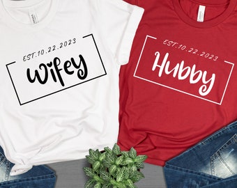 Wifey and Hubby Shirt | Wedding Party Shirt, Wedding Shirt, Wife and Hubs Shirts, Just Married Shirts,Honeymoon Shirt, Matching Couple Shirt