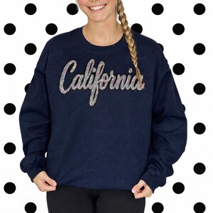 Sequin Cursive California Sweatshirt