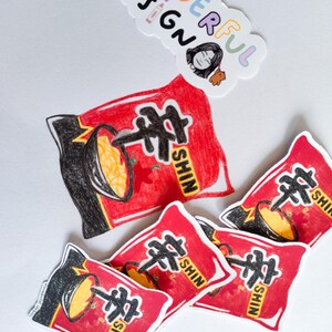 Shin Ramen esquissé à la main // Stickers mats découpés