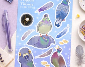 Hoja de pegatinas de palomas / Pegatinas de pájaros pastel para agendas y diarios