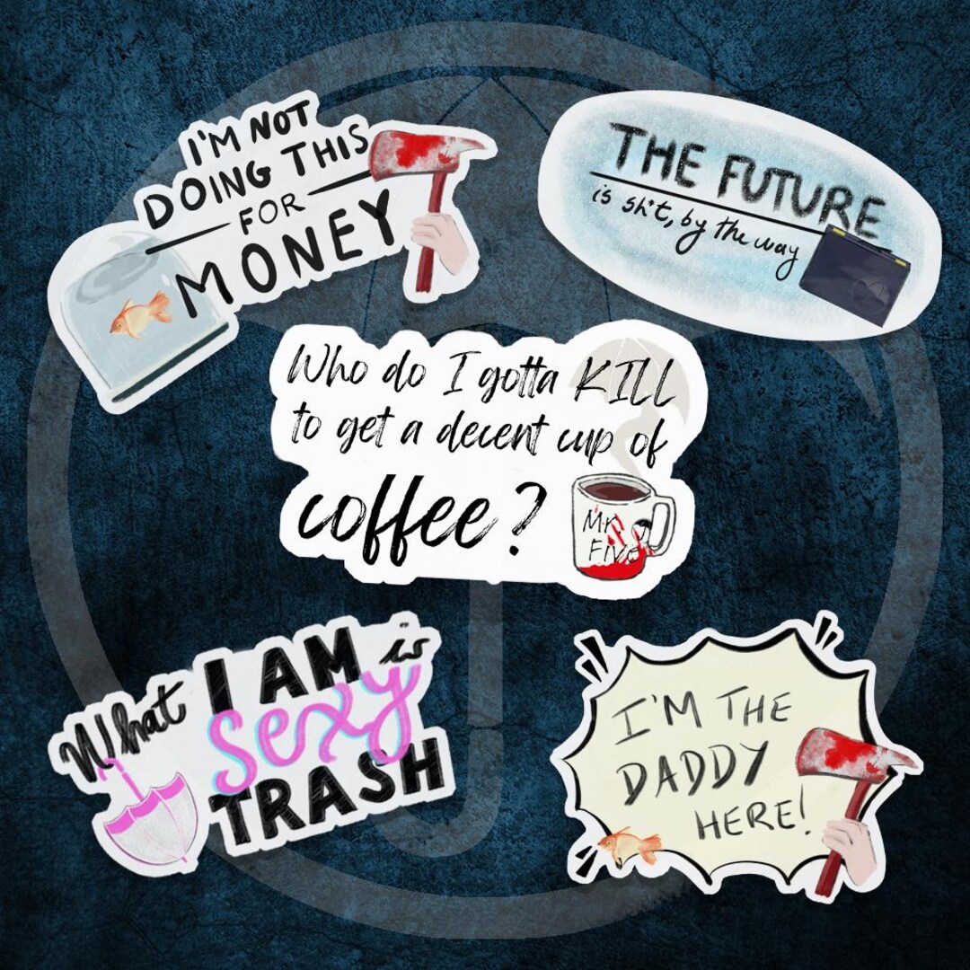 Umbrella Academy Stickers: Number Five & Klaus Quotes - Laptop, Journal ...