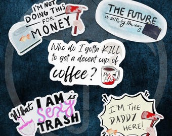 Pegatinas de Umbrella Academy: Citas de Número Cinco y Klaus - Decoración para portátil y diario