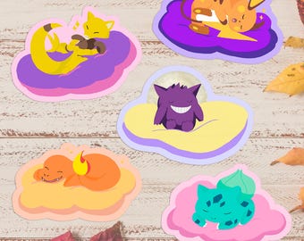 Pegatinas impermeables de Pokémon Sleepy – Calcomanías kawaii para portátil (juego de 5)