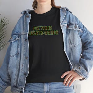 Twin Peaks, "Fix Your Hearts Or Die" Tee, Camiseta unissex, Presente de fã de David Lynch, Camiseta gráfica, Programa de TV, Trans, Camiseta retrô, Red Room Black Lodge