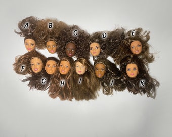Doll Heads for custom doll making fashion faces brunette doll head brown hair dolls collector rerooting hair