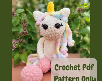 Crochet UNICORN pattern, written pattern, PDF download, unicorn, amigurumi, unicorn pattern, English pattern, crochet unicorn