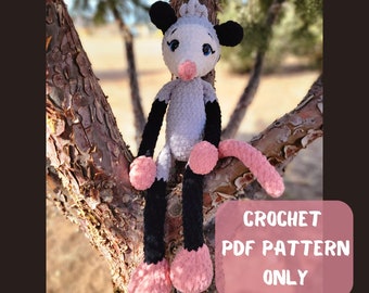 Large Opossum-Crochet opposum -Crochet PDF pattern-Digital Download