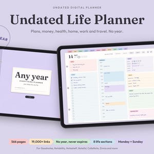 Planner digitale tutto in uno non datato, agenda della vita: budget, salute, casa, viaggi, riutilizzabile, PDF Goodnotes