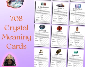 708 cartes d'informations imprimables en cristal, cartes de signification en cristal, cartes de pierres précieuses imprimables, Instagram en cristal, toile de cristal, cristal à télécharger