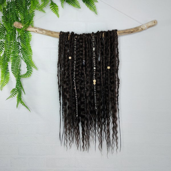 Black curly dreadlocks mix with black crochet dreads , wavy dreads , black double ended , DE or SE , synthetic dreadlock extensions