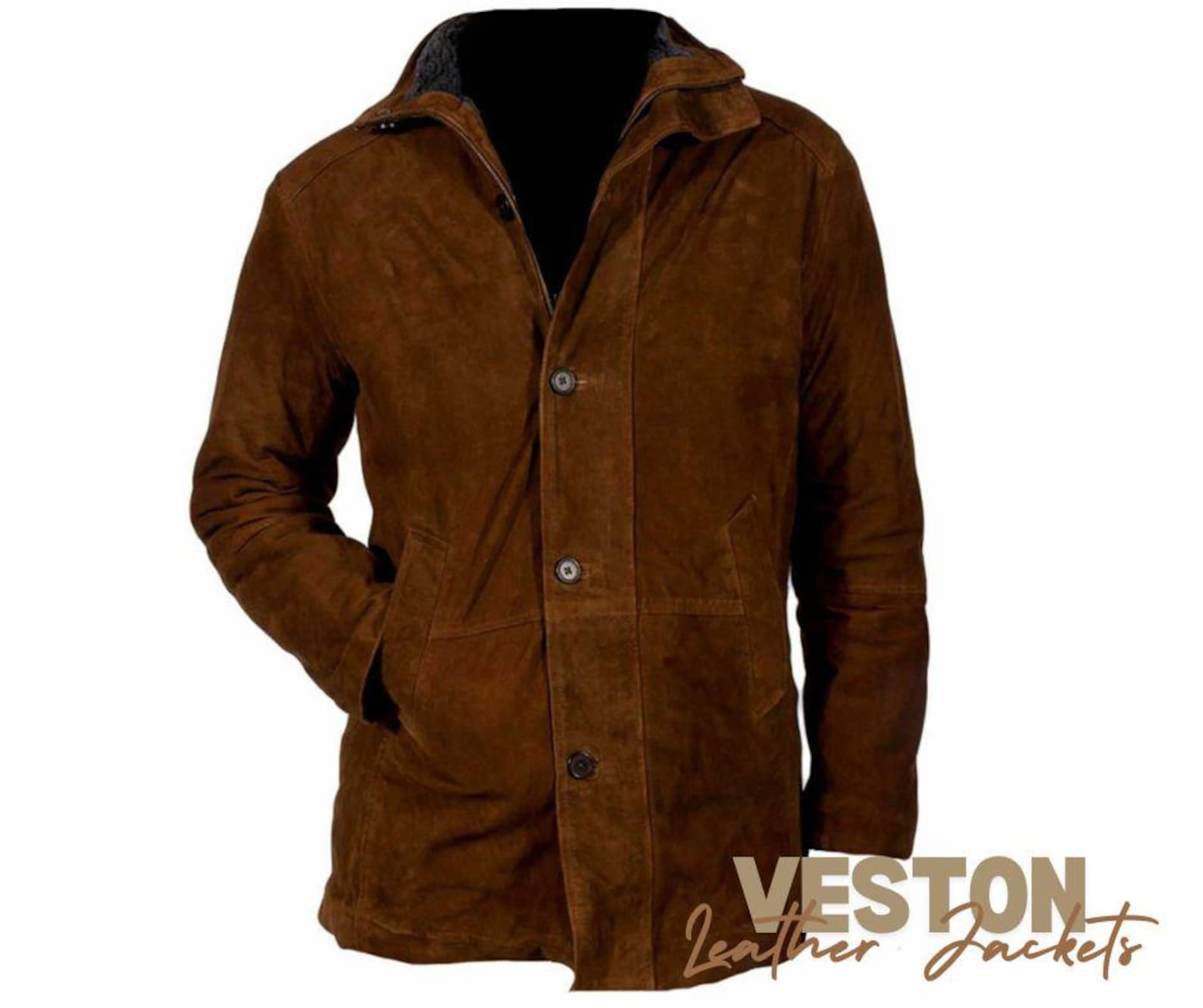 Sheriff Ranger Coat Men's Walt Robert Brown Sheriff Suede Longmire Leather Jacket Coat All ...