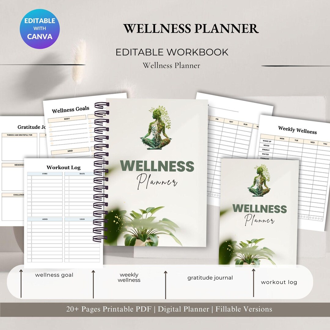 Self Care Wellness Planner | Mindful Living Journal (PDF Digital Files ...