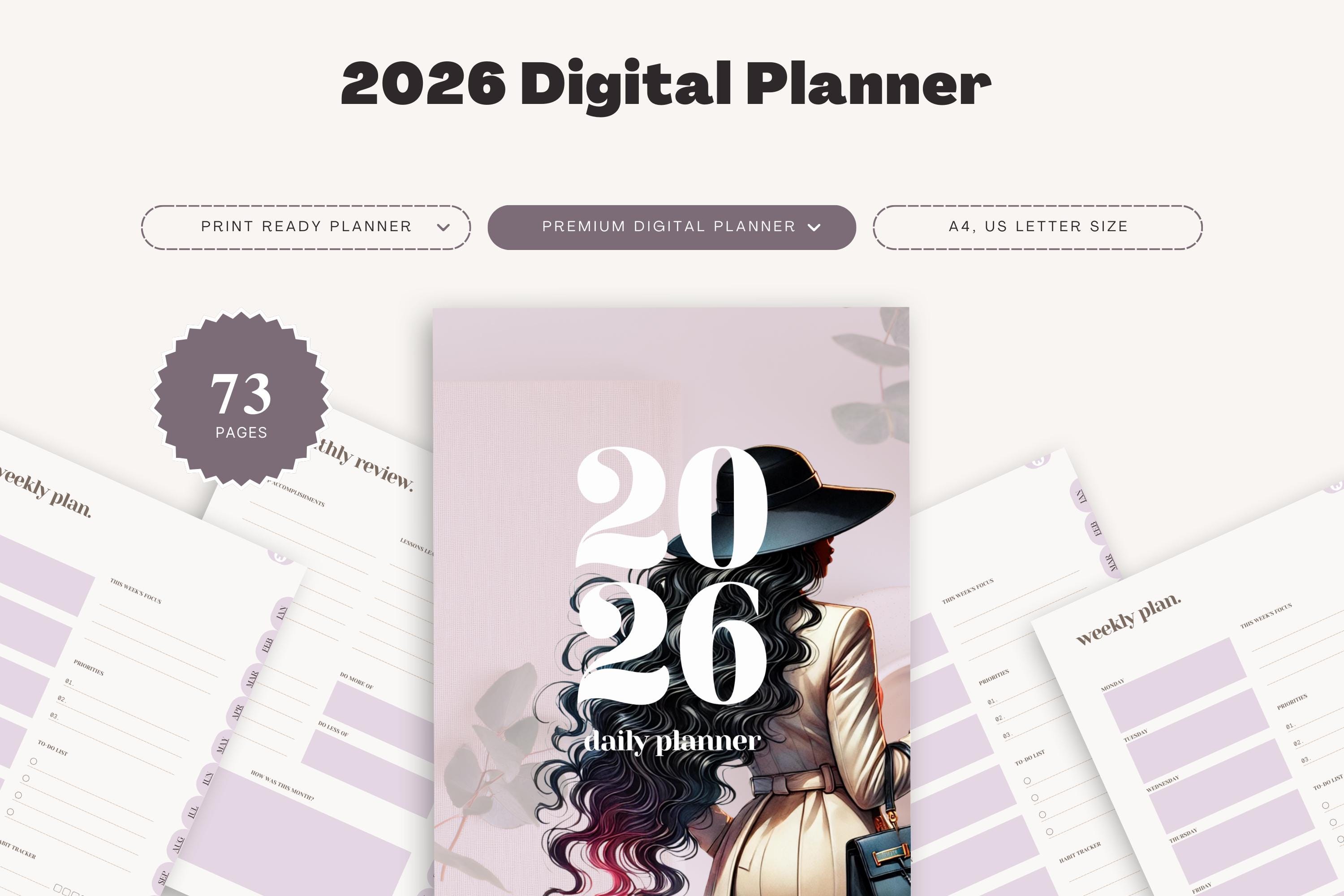 2026 Planner Printable, Weekly, Monthly, Daily, A4, US Letter Digital