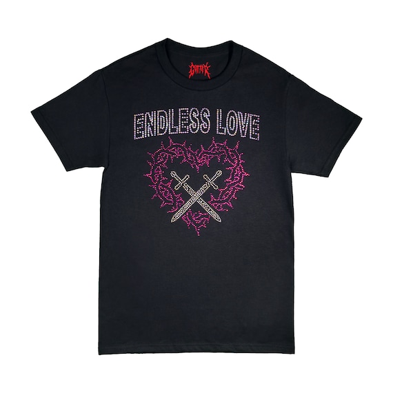Y2K Rhinestone 'endless Love' Tee - Black - Etsy