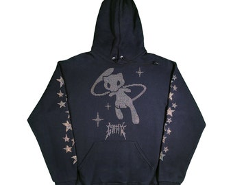 Y2K Strass Mew Hoodie - Schwarz