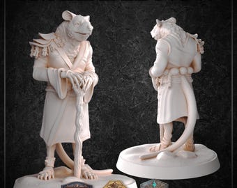 Ratfolk Monk Resin Mini | 28mm Anthropomorphic Fighter for Dungeons & Dragons, Pathfinder, TTRPG
