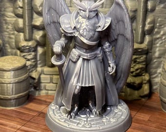 Owlfolk Warlock Miniature – 28mm Resin Figure – Mystical Avian Caster for D&D or Pathfinder