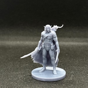 Elf Ranger Scalable Dual Wielding Male Elf Miniature Resin 3D Printed Figure for DnD Pathfinder TTRPG