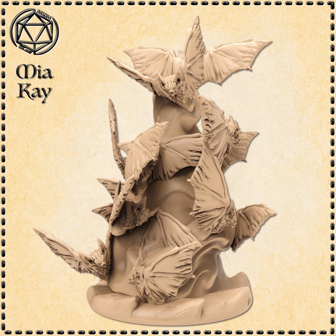 Bat Swarm Enemy Encounter Scalable Miniature for Dnd Pathfinder TTRPG ...