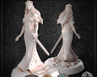 Goddess of Virtue Miniature | 28mm Fantasy Female Deity Priestess Cleric | D&D Pathfinder RPG Resin Mini