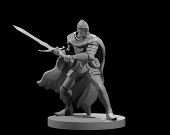 Miniatura escalable de caballero para DnD Pathfinder TTRPG Guerrero humano Paladín Luchador Guardia PNJ Masculino Femenino